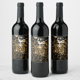 Black and Golden Metallic Brush Wine Label