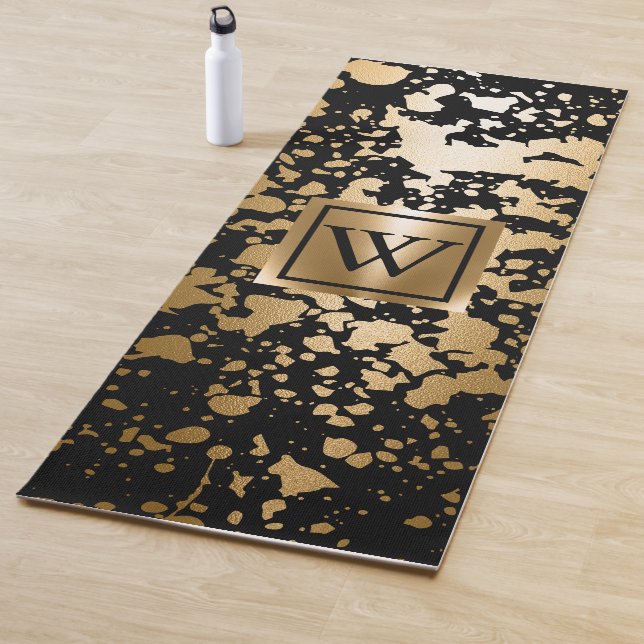 Black and Golden Metallic Brush Yoga Mat (In Situ)