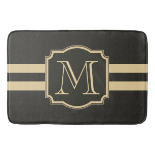 Black and Golden Monogram Bath Mat