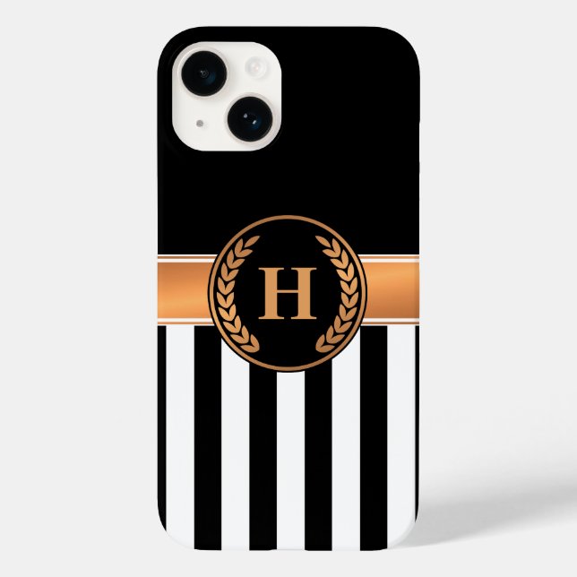 Black and Golden Monogram Case-Mate iPhone Case (Back)