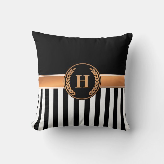 Black and Golden Monogram Cushion (Front)