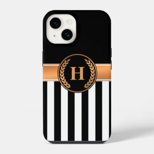 Black and Golden Monogram iPhone 14 Case