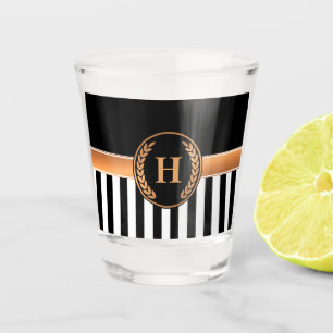 Black and Golden Monogram Shot Glass