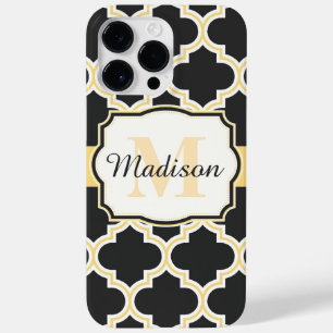 Black and Golden Moroccan Quatrefoil Case-Mate iPhone 14 Pro Max Case