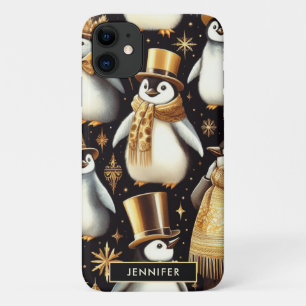 Black and Golden Penguin iPhone 11 Case