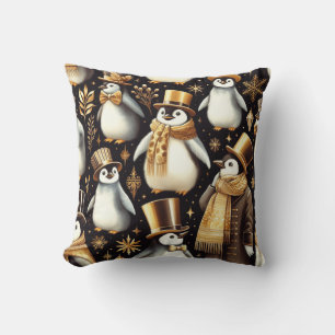 Black and Golden Penguin Cushion