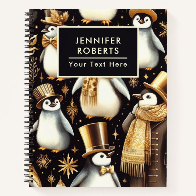 Black and Golden Penguin Notebook (Front)