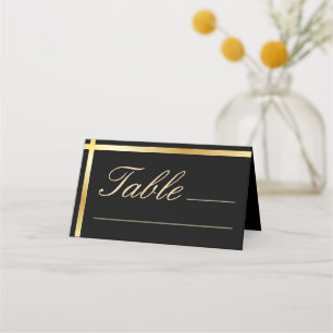 Black and Golden Stripe Modern Wedding Place Card