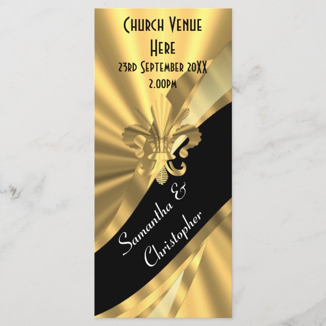 Black and golden wedding program (Front)