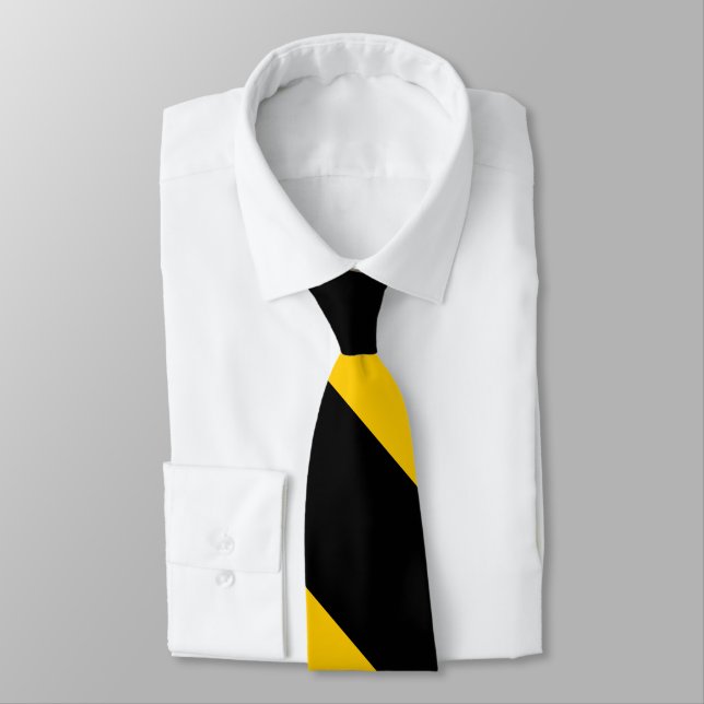 Black and Golden Yellow Broad University Stripe Tie (Tied)
