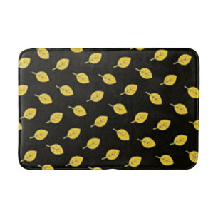 Black and Golden Yellow Leaves  Bath Mat