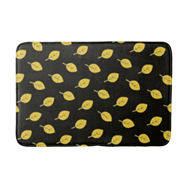 Black and Golden Yellow Leaves  Bath Mat (Front)