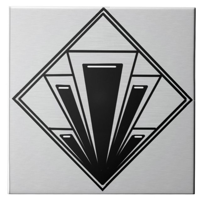 Black and Gray Art Deco Ceramic Ceramic Tile (Front)