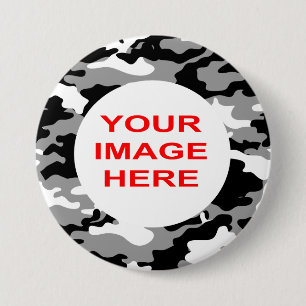 BLACK AND GRAY CAMO 7.5 CM ROUND BADGE