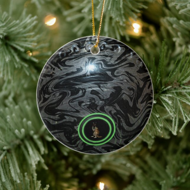 Black And Gray Lawn Bowl, Christmas Tree Ornament (Tree)