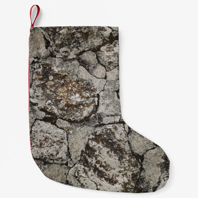 Black and gray stone fragment small christmas stocking (Front)