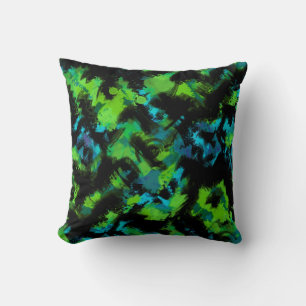 Black and green abstract cushion