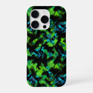 Black and green abstract iPhone 16 pro case