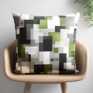 Black and Green Abstract Pattern Cushion
