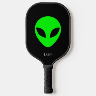Black and Green Alien Simple Cartoon Graphic Pickleball Paddle