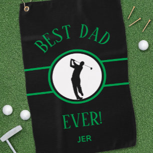 Black and Green Best Dad Ever Personalised Golfer Golf Towel