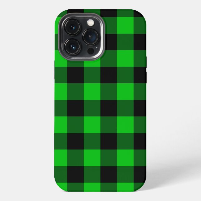 Black and Green Checked iPhone Case (Back)