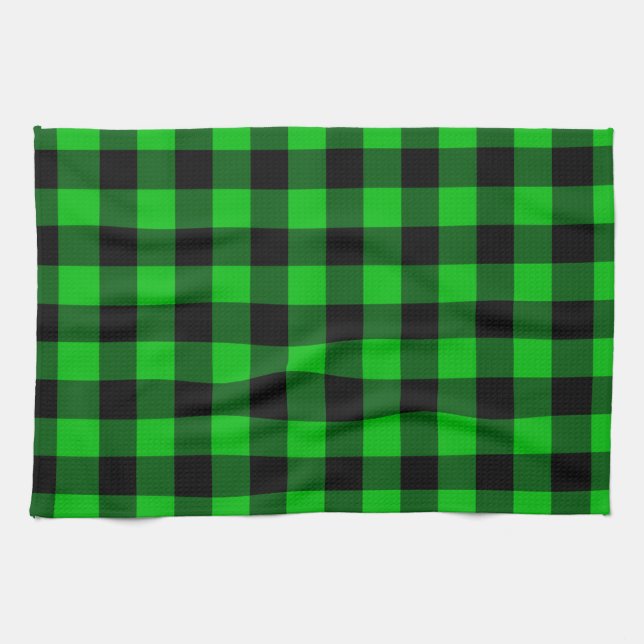 Black and Green Checked Kitchen Towel (Horizontal)