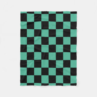 Black and Green Chequered  Fleece Blanket
