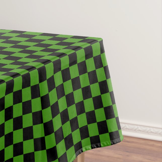 Black and Green Chequered Tablecloth (In Situ)