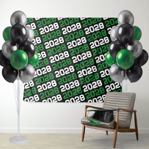Black and Green Class Year Graduation Backdrop Tapestry