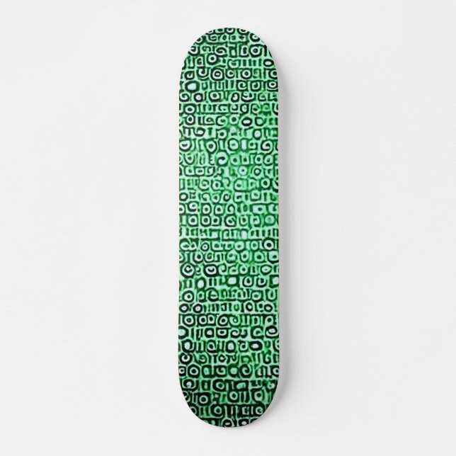  Black and Green Computer Code #1 Skateboard (Front)