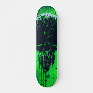  Black and Green Computer Code Skull  Skateboard