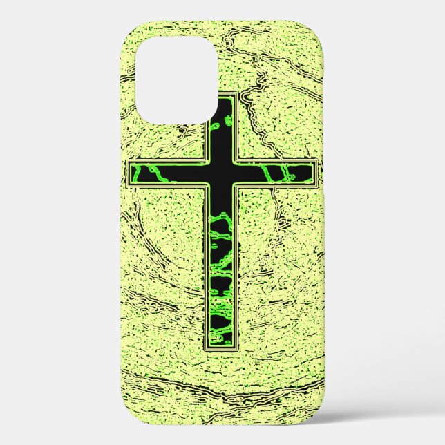 BLACK AND GREEN CROSS WITH MARBLE BACKGROUND Case-Mate iPhone CASE (Back)