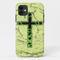 BLACK AND GREEN CROSS WITH MARBLE BACKGROUND