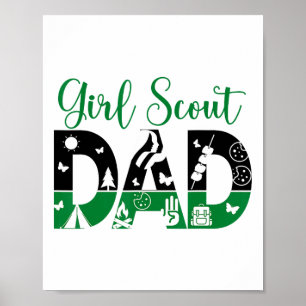 Black And Green Dad Scout For Girls Cookie Camping Poster