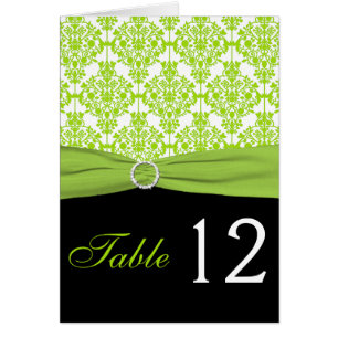 Black and Green Damask Table Number Card