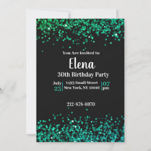 Black and Green Elegant Birthday Party Invitation