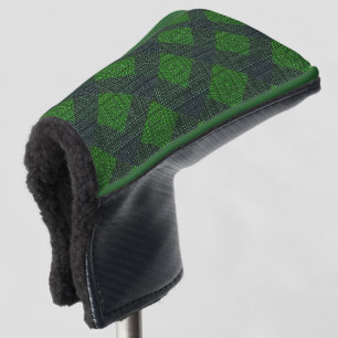 Black and green inclined squares or chess style golf head cover