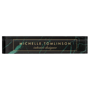 Black and Green Marble Designer Nameplate