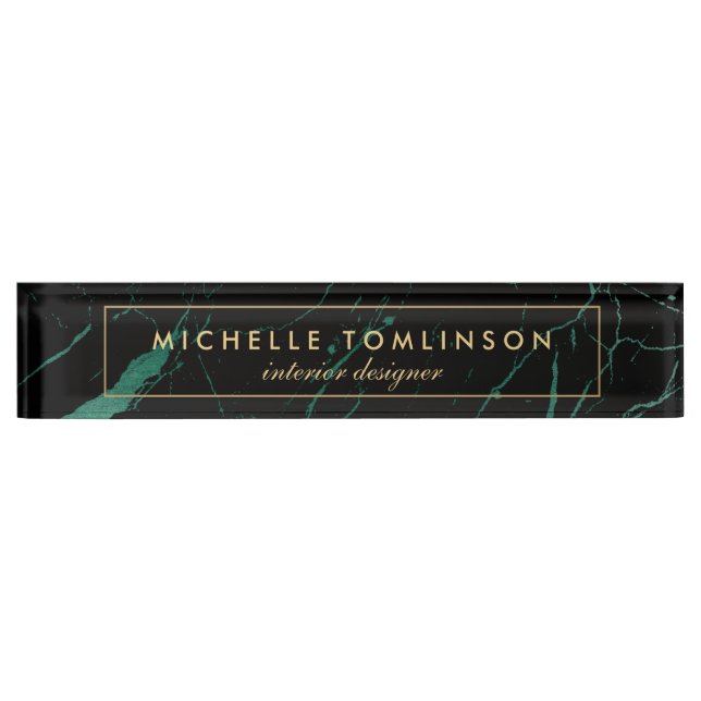 Black and Green Marble Designer Nameplate (Front)