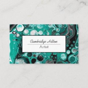 Black and Green Marble Fluid Art Business Card