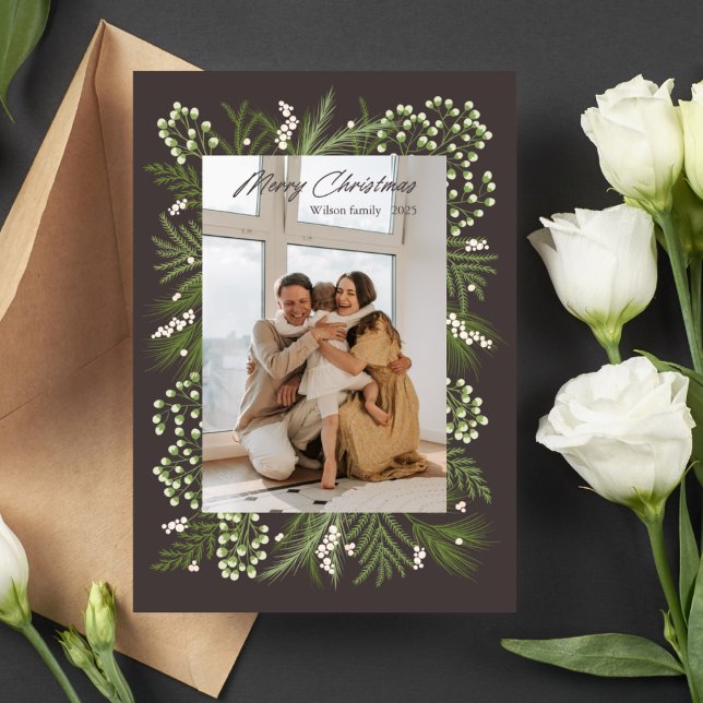 Black and Green Modern Christmas Family Photo Card (Creator Uploaded)