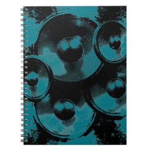 Black and green music speakers notebook