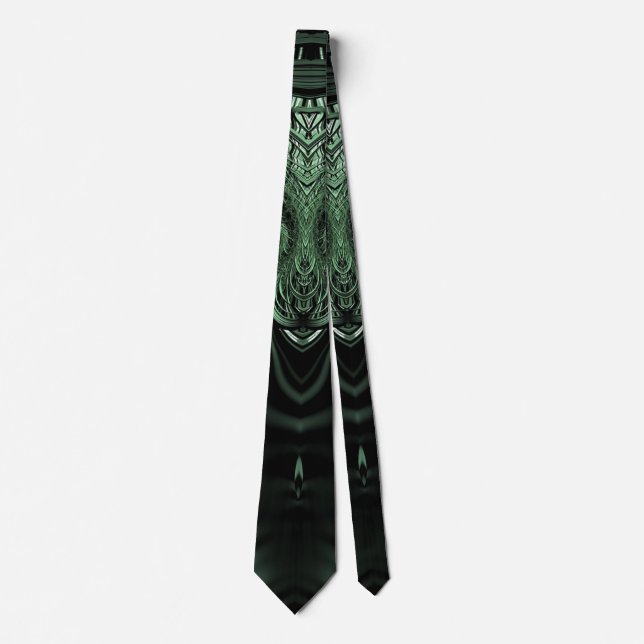 Black, and green original fractal design tie (Front)