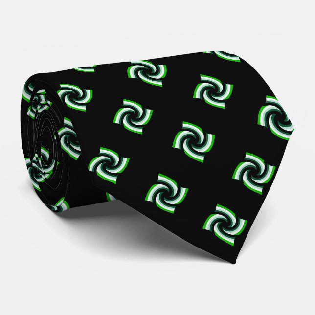 Black and Green Pattern Tie (Rolled)