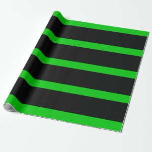 Black and Green Pencil Stripes Wrapping Paper