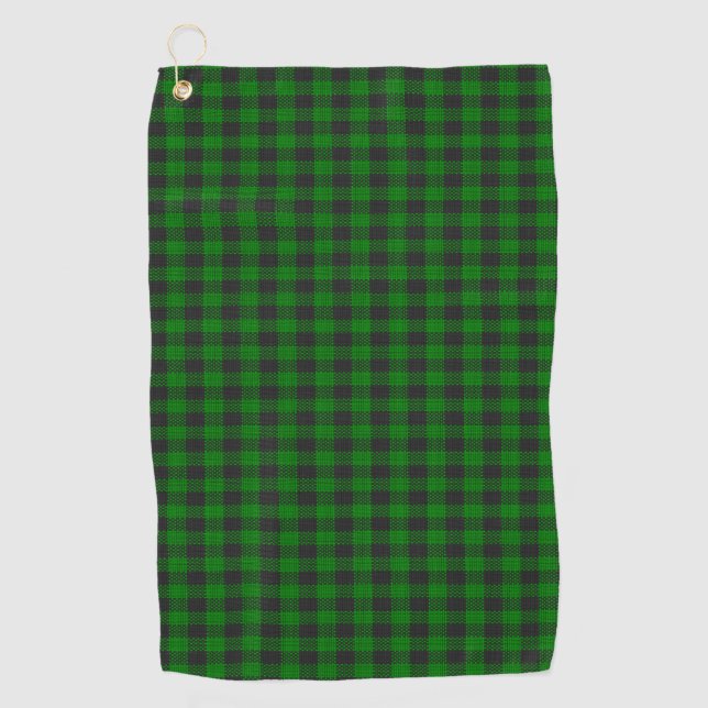 Black and green plaid golf towel (Front)