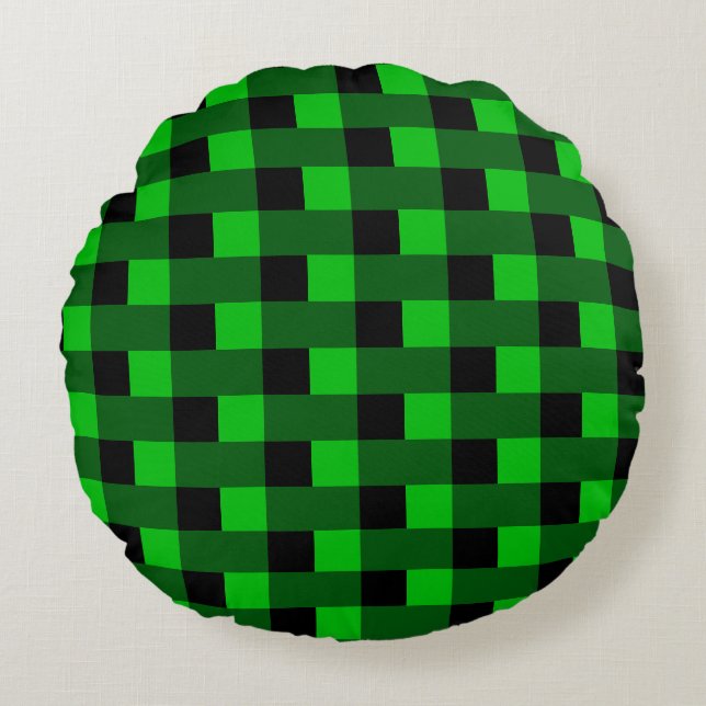 Black and Green Round Pillow (Front)