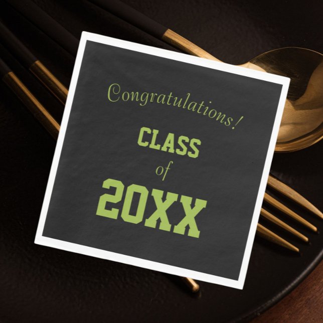Black and Green School Colours Graduation Napkin (Creator Uploaded)
