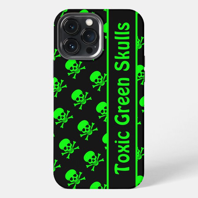 Black and Green Skull Pattern Case w/ Custom Text (Back)